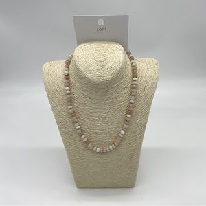 NWT Loft Beaded Adjustable Length Necklace Pink / Gold